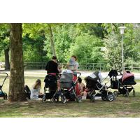 2200_3849 Picknick von Müttern mit ihren Kindern auf der Wiese am Isebekkanal. | 